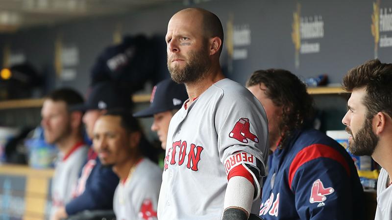 Dustin Pedroia is watching game Dustin Pedroia is watching game