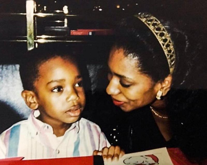 Young Kevin Langue with his mother Young Kevin Langue with his mother