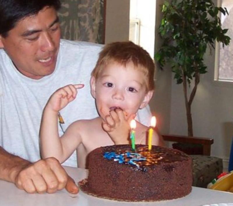 Young Matt Sato with his father Young Matt Sato with his father