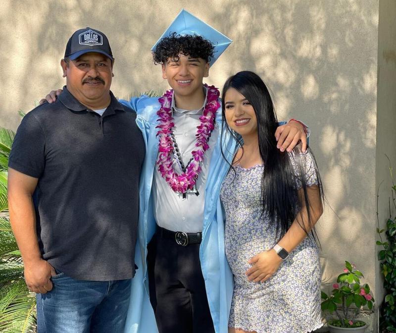 Jacob Macias with his parents Jacob Macias with his parents
